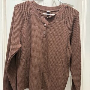 Brown Waffle Knit Sweater